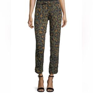 Zadig & Voltaire Parone Leopard Print Drawstring Jogger Pants Cropped Size 34 XS